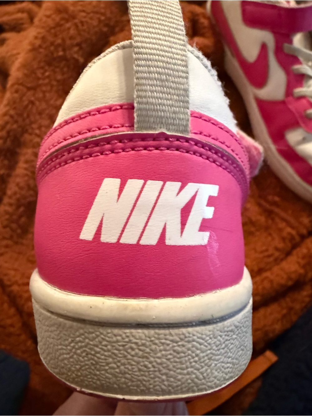 Nike Court Borough Low Sneakers kids size 3Y white/ laser fuchsia pink - Picture 4 of 10
